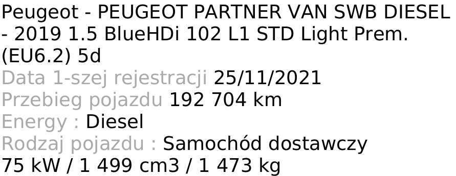 Peugeot Partner L1 Light Prem.