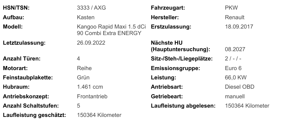 Renault Kangoo Maxi Extra Combi